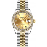 Rolex Datejust 31 Diamond Gold & Steel Champagne Dial Watch 178383-CHPDJ