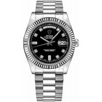 Rolex Day-Date 41 Black Diamond Dial Gold Men's Watch 