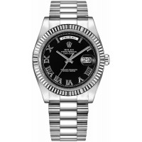 Rolex Day-Date 41 Black Roman Numeral Men's Gold Watch 