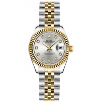 Rolex Lady-Datejust 26 Silver Diamond Dial Watch 179173-SLVDJ