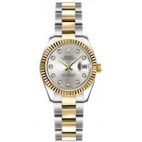 Rolex Lady-Datejust 26 Silver Diamond Dial Watch 179173-SLVDO