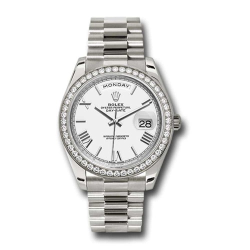 Rolex Day-Date 40 White dial, Diamond Bezel, President bracelet, White gold Watch 228349RBR wrp Rolex Day-Date 40 White dial, Diamond Bezel, President bracelet, White gold Watch 228349RBR wrp
