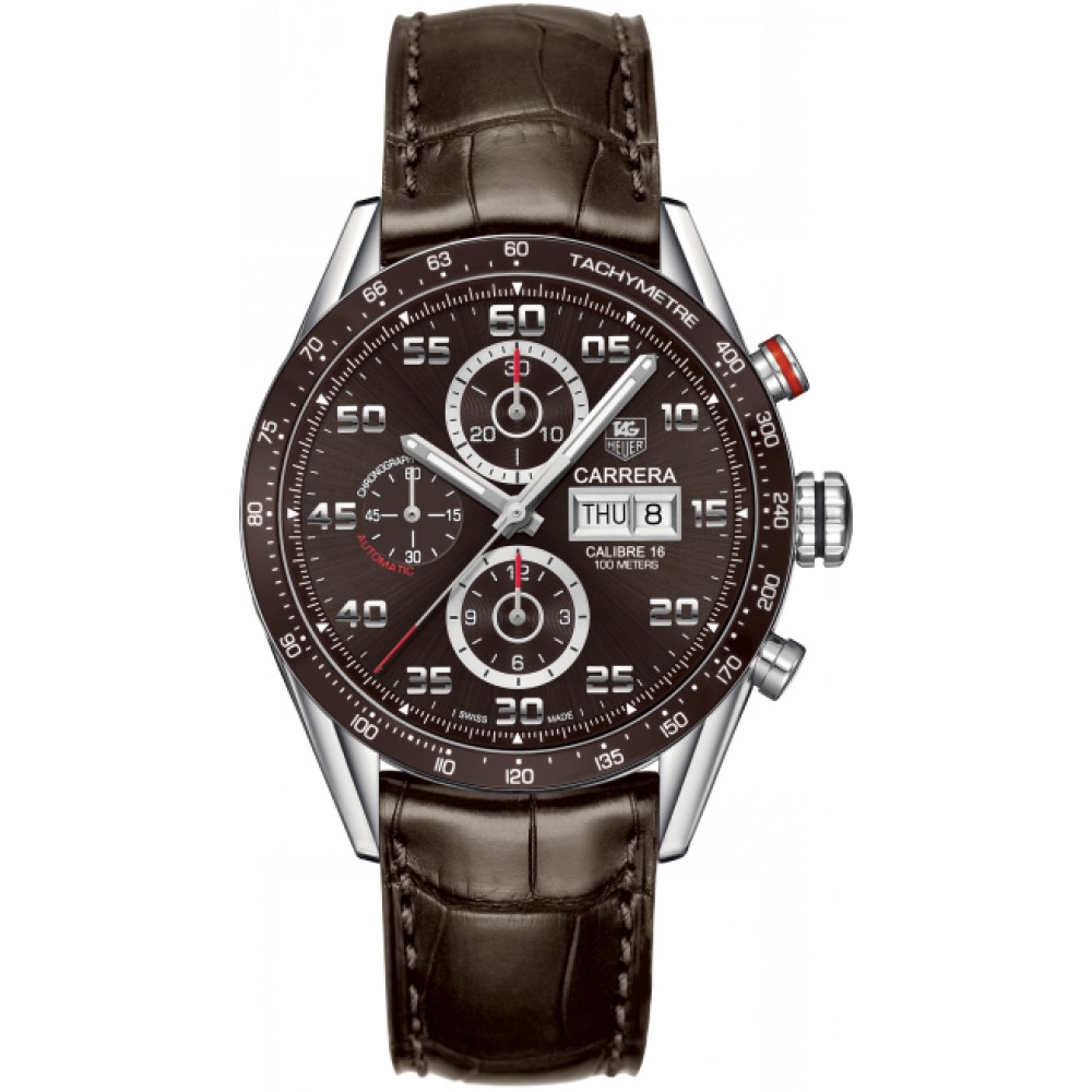 tag heuer carrera calibre 16 brown stainless
