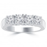 1.00 ct Round Cut Diamond Wedding Band Ring in Prong Setting