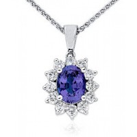 3.00 ct Ladies Sapphire and Diamond Pendant 