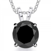 2.00 ct Ladies Black Diamond Solitaire Pendant / Necklace