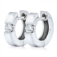 0.50 ct Ladies Round Cut Diamond Hoop Earrings in 14 kt White Gold