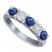1.00 Ct Round Cut Diamond And Blue Sapphire Wedding Band Ring