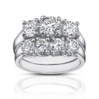 2.25 Ct Three Stone Round Diamond Engagement Ring With Wedding Band