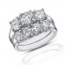 2.25 Ct Three Stone Round Diamond Engagement Ring With Wedding Band