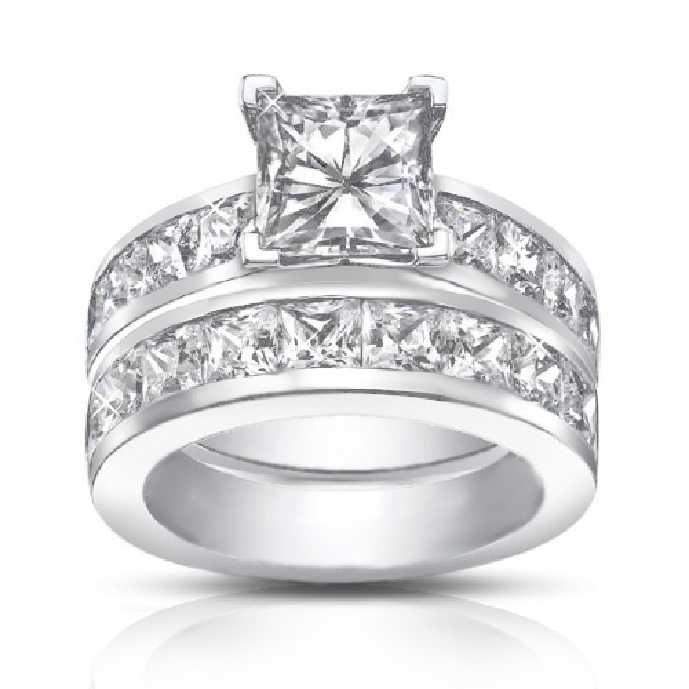4 50 Ct Princess  Cut  Diamond  Engagement  Ring  Set  In 