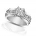 1.50 ct Ladies Round Cut Diamond Engagement Ring With Princess Cut's On the Side 