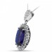 11.83 Ct Ladies Oval Shape Sapphire & Round Cut Diamond Pendant Necklace