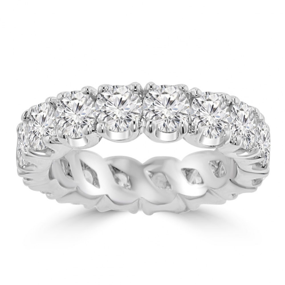 4.00 ct Ladies Round Cut Diamond Eternity Wedding Band Ring 14 kt White ...