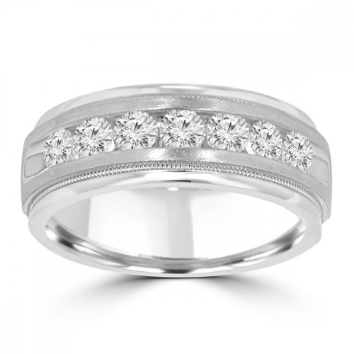 0.70 ct Men's Round Cut Diamond Wedding Band Ring in Channel Setting