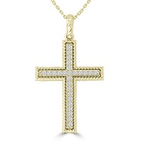 1.61 ct t.w. Round Cut Diamond Cross Pendant Necklace in 14 kt Yellow Gold