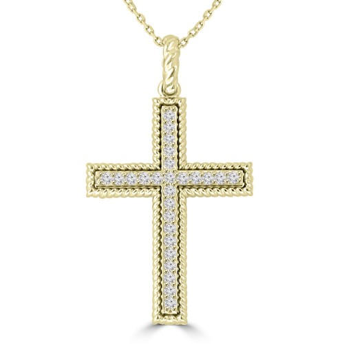 Madina Jewelry Crucifix Cross Pendant Necklace in 925 kt Sterling Silver with 16 inch Link Chain 