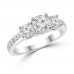 1.97 ct Ladies Three Stone Round Cut Diamond Engagement Ring in 14 kt White Gold