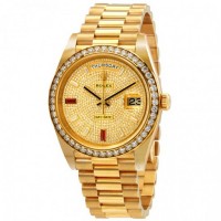 Day-Date 40 Automatic Gold Diamond Pave Dial Men's 18kt Yellow Gold President Watch