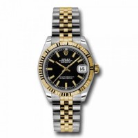 Rolex Datejust 31mm Black dial, Fluted Bezel, Steel and Yellow Gold Jubilee Bracelet, 178273 bkij