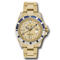 Rolex GMT Master II 18k Yellow Gold Mens Watch with diamonds 116759SA pave