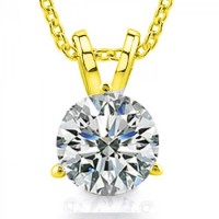 0.50 Ct Ladies Round Cut Diamond Solitaire Pendant Necklace in Yellow Gold